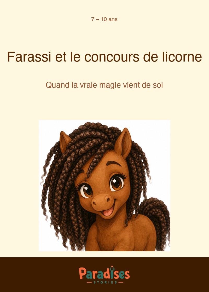 Couverture du livre Farassi et le concours de licorne — version 7-10 ans